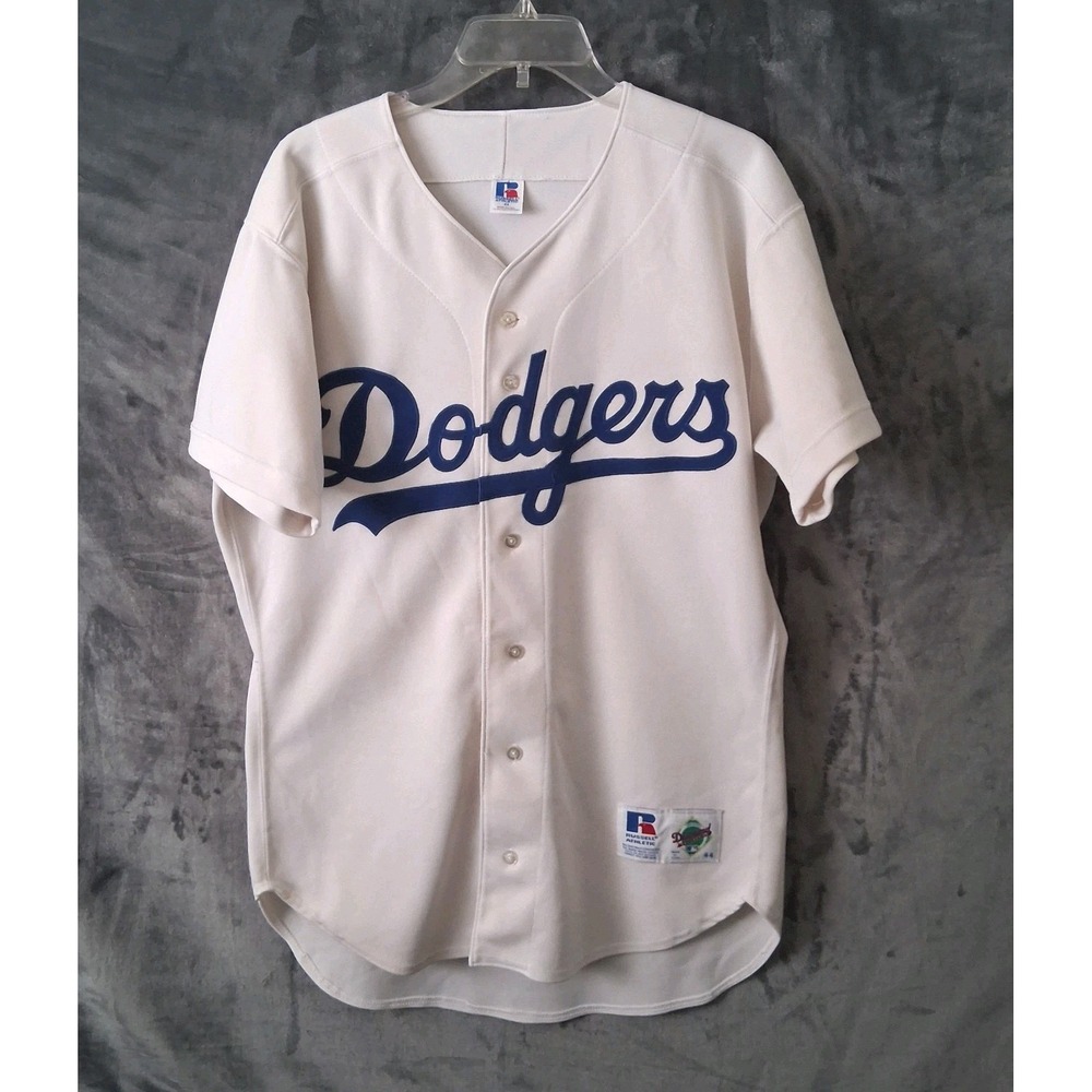 Vtg 90' Russell Athletic MLB LA Dodgers Sewn Blank Jersey Size 44 Large USA